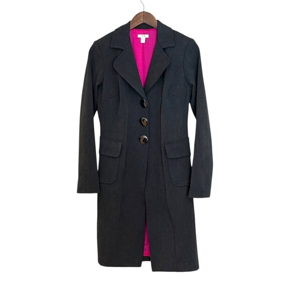 Cache Mirror Button Front Jacket Coat Gray Pink Lining Pockets Size Small - Picture 9 of 9